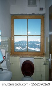 Restroom With A Great View At A Ski Lodge At Salzburger Land Austria