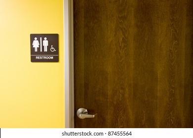 Restroom With Signage/Restroom Door And Sign/Detail Of Restroom