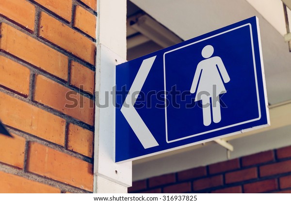 Restroom Signs Female Symbol Arrow Direction Stock Photo ...