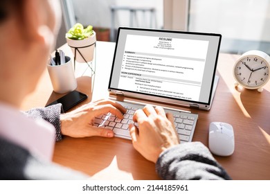 Resume CV Preparation On Laptop Computer. Recruitment And Unemployment - Shutterstock ID 2144185961