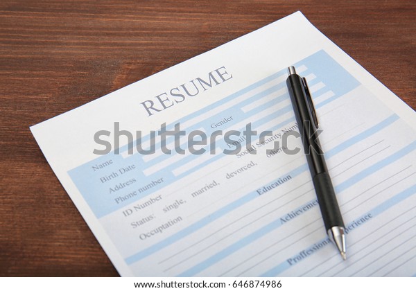 Resume Form Pen On Table Stock Image Download Now