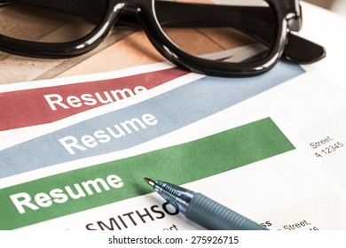 Resume Letter Background Glasses Pen Can Stock Photo 275926715 ...