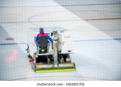 Resurfacing Machine Cleans Ice Of Hockey Rink