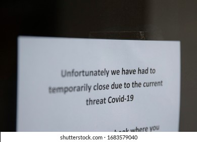 Retail Shops And Businesses Display Closed Signs Due To The Coronavirus Outbreak