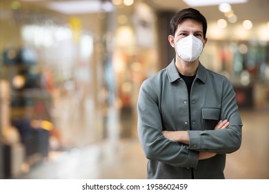 Retail Store Shopping With Coronavirus FFP2 Face Mask