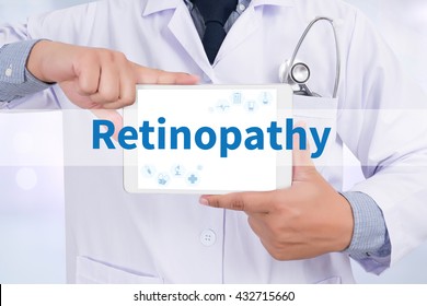 Retinopathy Doctor holding  digital tablet