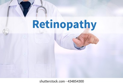 Retinopathy Medicine doctor working with computer interface as medical