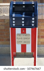 Retired Flag Drop Off Box Standing Outside.