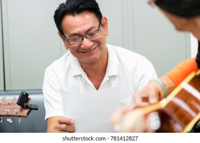 Retired Men Are Singing Happily, Music Therapy Concept