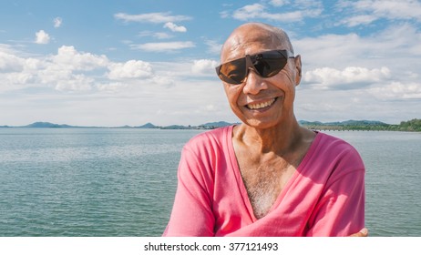 Retired Old Asian Man Travel Alone.