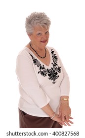 A Retired Senior Woman Looking At The Camera In A Sceptical Look, Can Not
Belief, Isolated For White Background.
