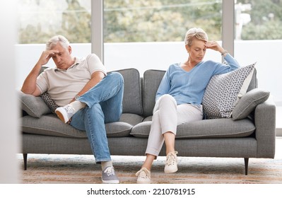 Retirement couple, ignore and fight for divorce with marriage cheating revelation shock. Sad elderly people in relationship conflict break up with secret confession, stress and trust issue in home - Powered by Shutterstock