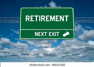 Retirement Next Exit highway sign on sky background - Shutterstock ID 583127620