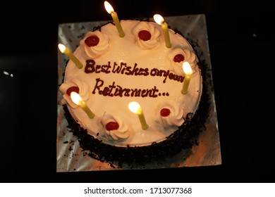 Retirement Party Cake With Dark Background 