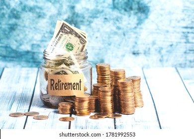 Retirement Savings Bottle Coins Cash Stock Photo 1781992553 