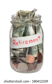 Retirement Savings Jar On White Background