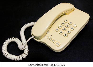 Retro 1990s British Push Button Cream Corded Telephone