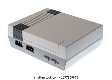 Retro 8bit no brand gaming console isolated on white