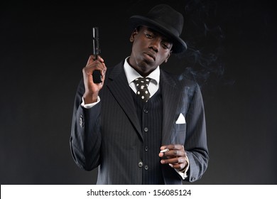 Retro African American Mafia Man Wearing Stock Photo 156085124 ...