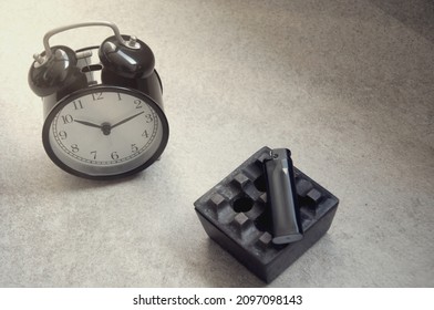 Retro Alarm Clock And Ashtray , On The Floor