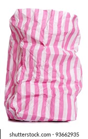 Retro Candy Stripe Sweet Bag On White Background