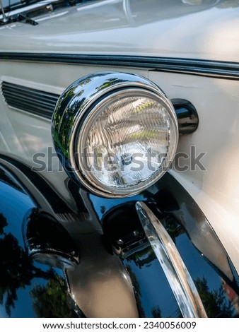 Retro car elements, mirrors, headlights, spare wheel, turn lights, door hinges, retro audi