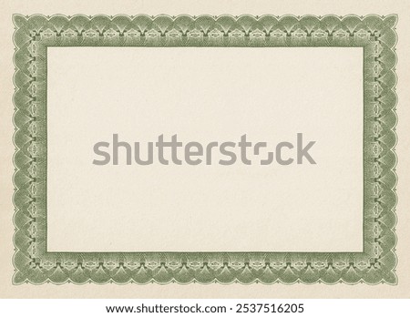 Retro certificate, treasury bond, diploma or photo frame border on blank vintage paper.
