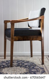 Retro Chair On Rug Inside House