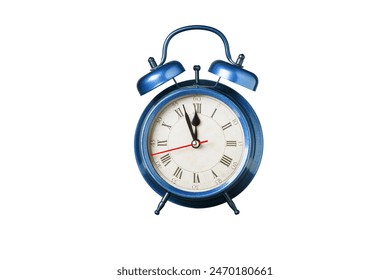 retro clock, pointer clock, blue color alarm clock on isolated white background close up - Powered by Shutterstock