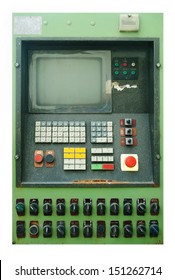 Retro cnc control panel with monitor and keyboard