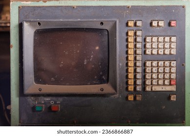 Retro CNC control panel with monitor and keyboard. concept: replacement old technology machine, obsolete machine system. - Powered by Shutterstock