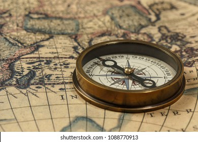 Old Compass On Vintage Map Adventure Stock Photo (Edit Now) 600126266