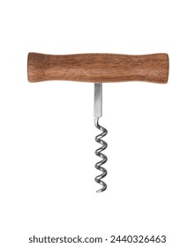 Retro corkscrew opener in on a white insulated background.