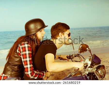 Similar – Image, Stock Photo motorbike on the beach