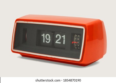 Retro Flip Clock On An Off White Background