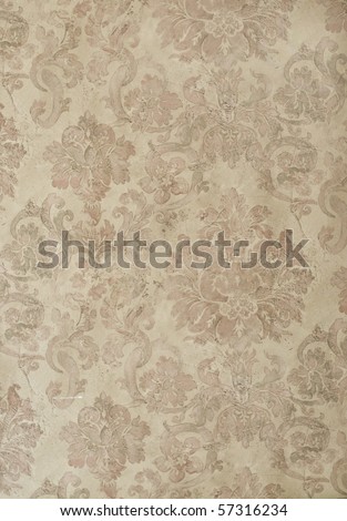 retro floral damask wallpaper in tan and brown design