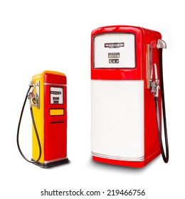 Retro Fuel Dispenser On White Background 