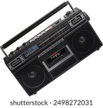 Retro ghetto blaster isolated on white