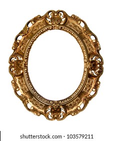 Retro Gold Frame - Oval , On White Background