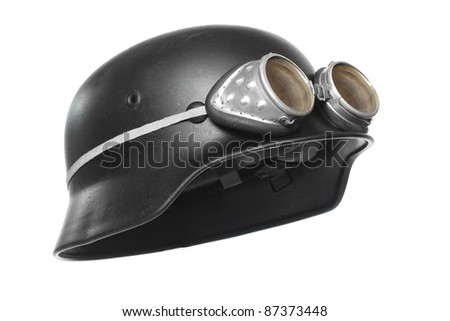 Retro helmet with goggles on a white background.