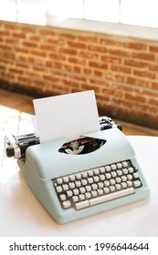 Retro Light Blue Pastel Typewriter Mockup