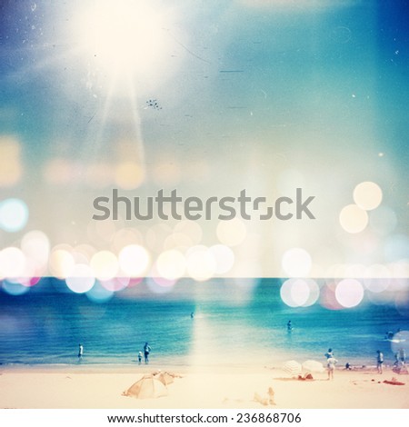 Retro medium format photo. Sunny day on the beach. Grain, blur added as vintage effect. Stock foto © 