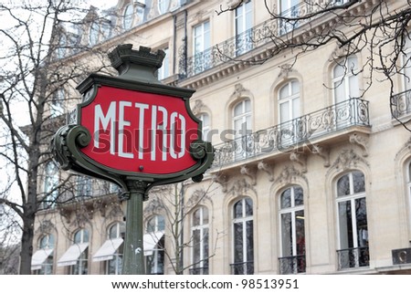 Retro Metro sign in Paris, France