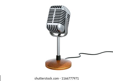 retro microphone isolated on white