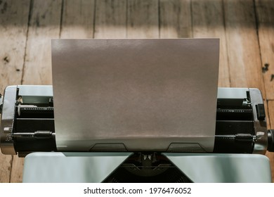 Retro Mint Typewriter With A Blank White Paper Mockup