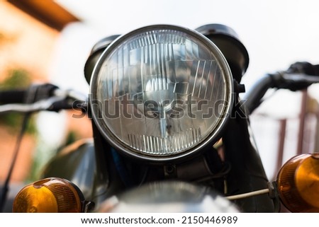 Similar – Motorcycle headlights with senior man steering