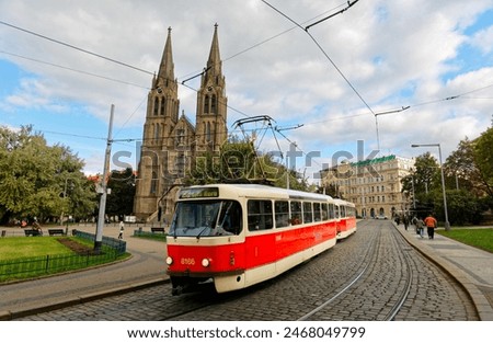 Similar – Image, Stock Photo Prague city historical streetcar driving through picture