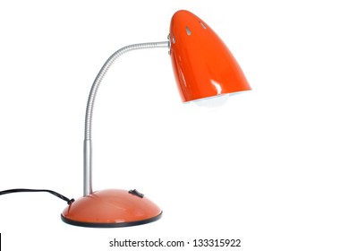 Retro Orange Table Lamp On On White Background