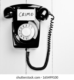 Retro Phone With Crime Message, Reporting Crime Concept