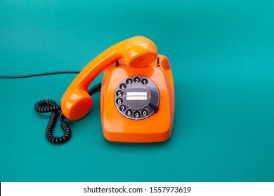 Retro Phone Orange Color Plastic Handset Stock Photo 1557973619 ...